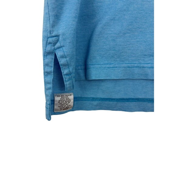 Peter Millar Shirt Men's Large Collared Short Sleeve Golf Polo Blue Mini Stripe - Picture 5 of 12